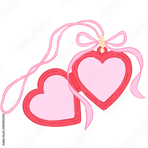Heart Locket with Ribbon Bow Illustration
