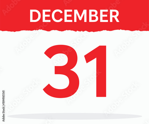 December thirty first calendar date illustration representing year end, deadline, event reminder, schedule, and time management concept.