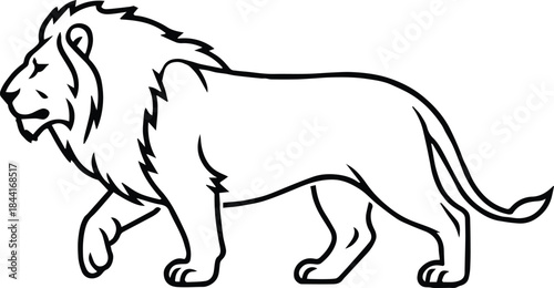 lion silhouette vector of wild animal with mane and raised paw in profile