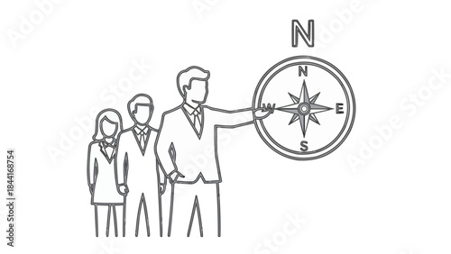 Business team leader guiding the way forward with strategic direction and a clear compass for success