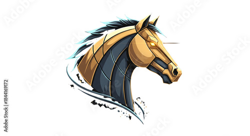 Powerful Futuristic Cyber Horse Mascot Icon for Gaming and Technology Branding