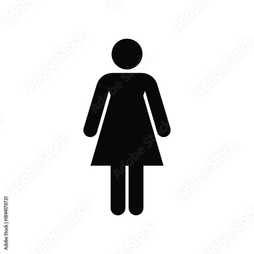 Simple black silhouette of a female figure commonly used as a restroom sign