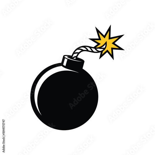 A classic cartoon depiction of a black bomb with a burning fuse