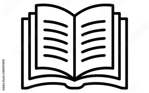 Open book icon with curved lines representing pages