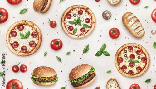 Western food pattern background