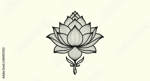 An intricate decorative lotus flower design with detailed petal patterns and ornamental elements.