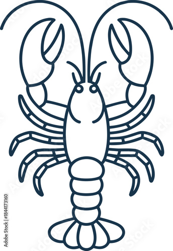 Vector cartoon illustration of a crab and a lobster, featuring black silhouette seafood animals and crustaceans