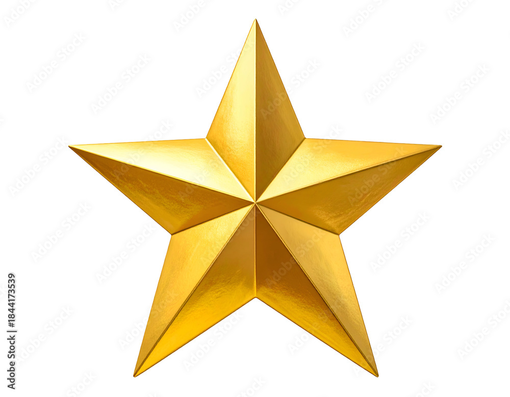 Obraz premium Shiny golden five-pointed star, with detailed facets and metallic sheen