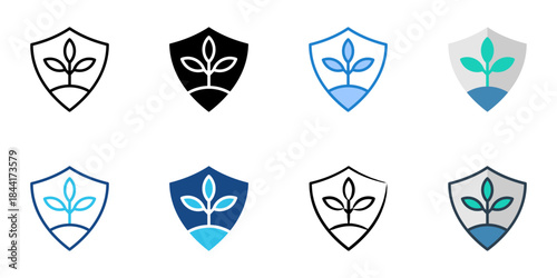 Protect the plant icon set multiple style vector collection. Editable Stroke 
