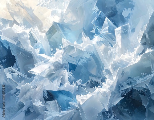 Wallpaper Mural Fractured, crystalline formation with shards of blue and white Torontodigital.ca