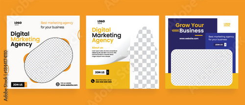 Digital marketing agency social media post template. vector illustration. eps	