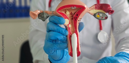 Φωτογραφία Model of female reproductive system and medical suppository tablet