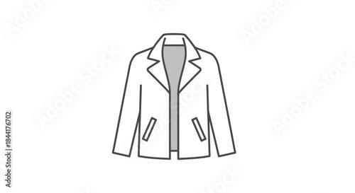 Simple Line Art Illustration of a Classic Open Jacket.