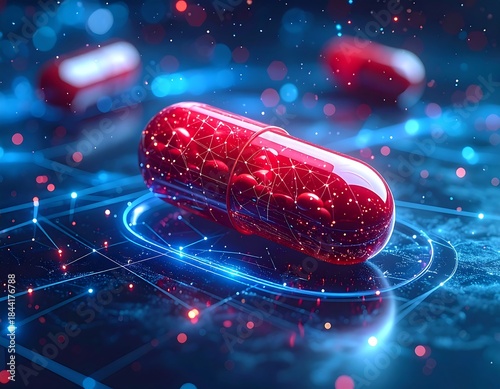 Wallpaper Mural Futuristic digital medical capsule with glowing networks Torontodigital.ca