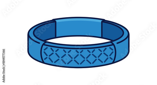 Blue Silicone Ring with Textured Diamond Pattern.