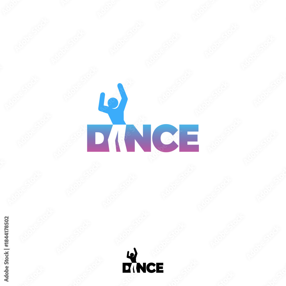 Fototapeta premium Dance Wordmark Logo - The dancing figure at letter A.