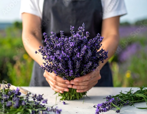 Wallpaper Mural Gardener holding a bouquet of freshly harvested lavender Torontodigital.ca