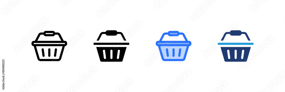 Fototapeta premium Shopping Basket icon multiple style collection. Vector illustration.