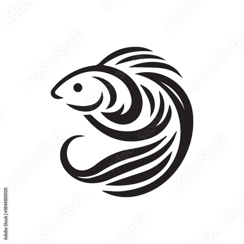 Minimalist tilapia logo on a white background.
