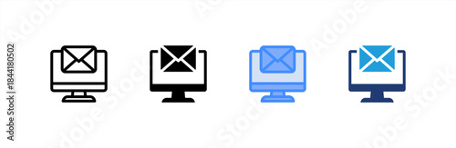 Email Advertising icon multiple style collection. Vector illustration.