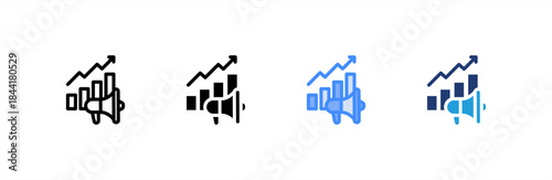 Marketing icon multiple style collection. Vector illustration.