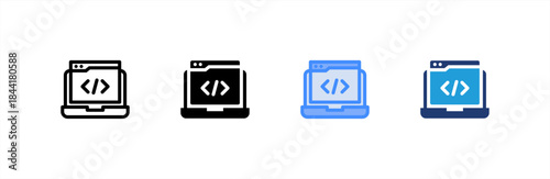 Web Development icon multiple style collection. Vector illustration.