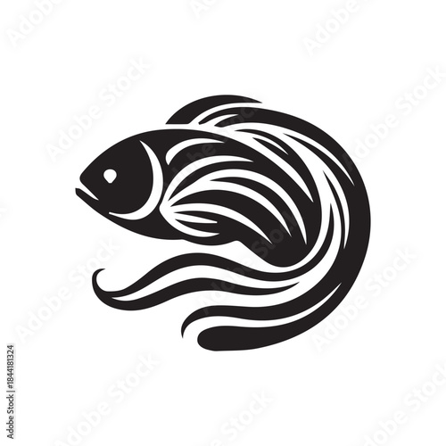 Minimalist tilapia logo on a white background.