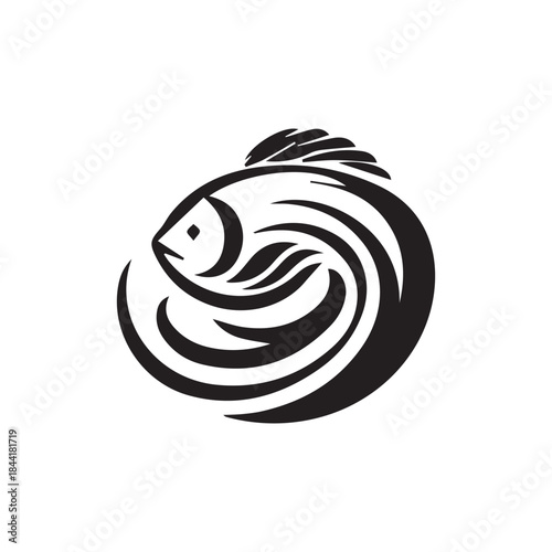 Minimalist tilapia logo on a white background.