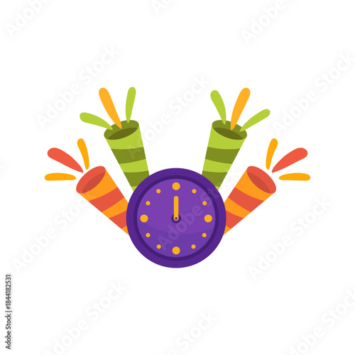 New Year Countdown Clock and Party Poppers