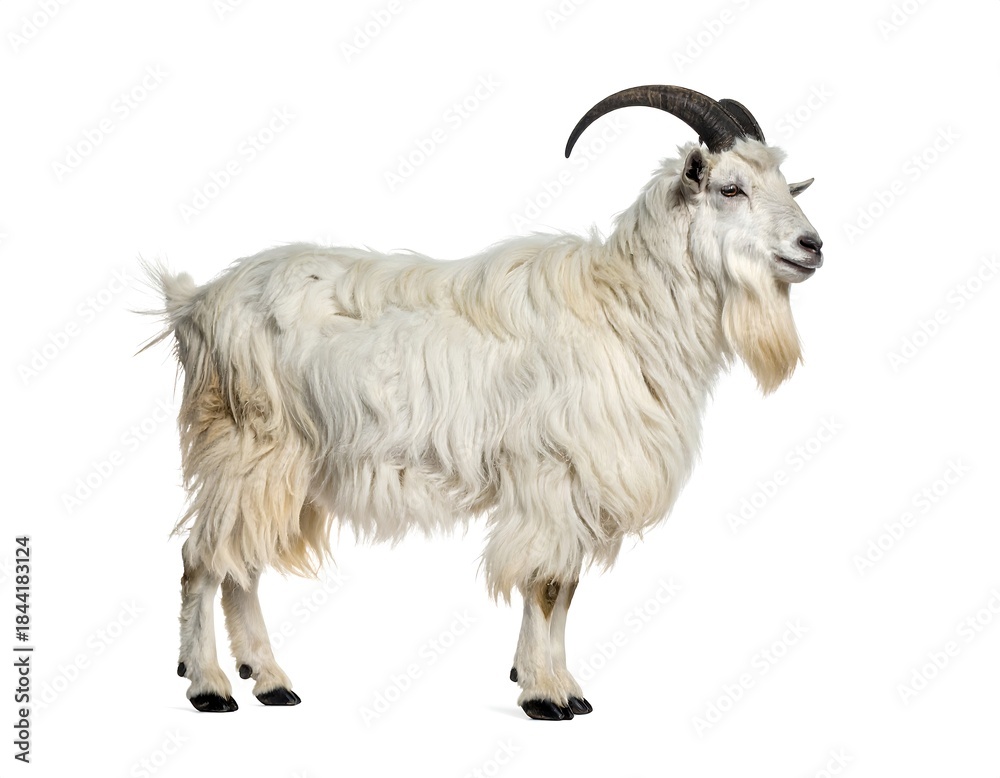 Obraz premium Majestic mountain goat standing proudly high resolution photo in a white background