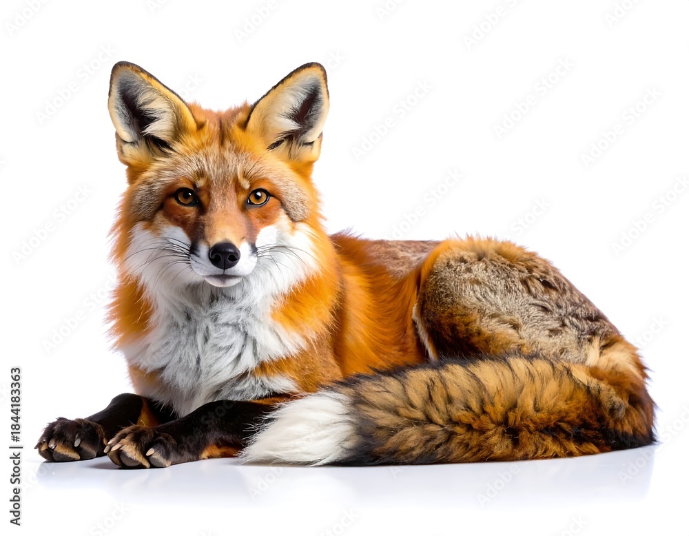 Fototapeta premium Majestic red fox showing natural beauty high resolution photo in a white background