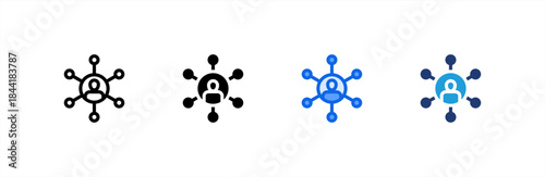 Social Network icon multiple style collection. Vector illustration.