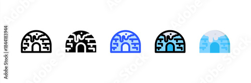 Igloo House icon multiple style collection. Vector illustration.