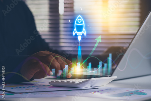 Startup investment analysis concept, financial growth metrics, ROI forecasting, business performance evaluation, data analytics, strategy planning, scaling potential, investors and venture capital