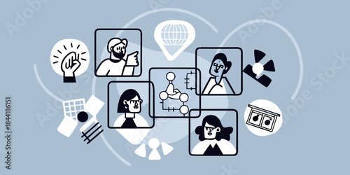 Diverse people connecting through technology showcasing collaboration and remote interaction