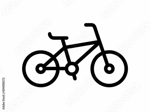 Simple black and white line drawing of a classic bicycle illustration