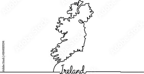 Black outline map of Ireland with handwritten label