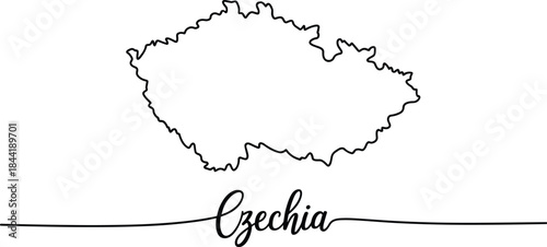 Outline map of Czechia with handwritten label country