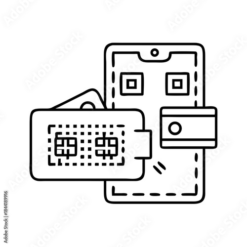 Conceptual illustration of mobile payments via a smartphone with card and wallet