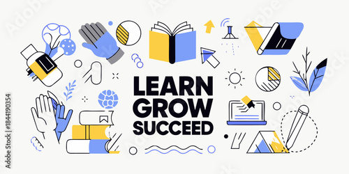 Learning and growth a colorful illustration of education and success