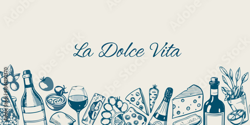 La dolce vita a charming illustration of italian food and wine