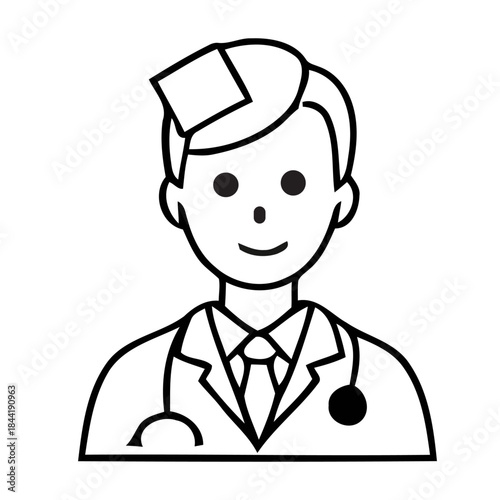 Stylized illustration of a friendly medical doctor, symbolizing expert healthcare, compassionate service, and intelligent health solutions for comprehensive well-being