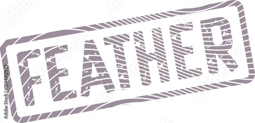 Vintage Style Feather Word Stamp with Grungy Texture for Creative Project Assets