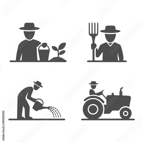 Agricultural Worker and Farming Activity Icon Collection
