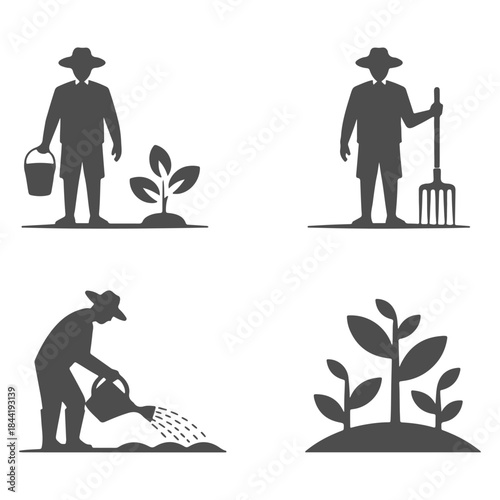 Agricultural Worker and Farming Activity Icon Collection