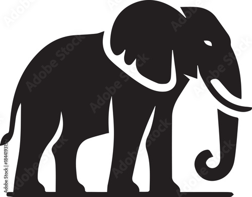 Elephant Logo Vector, Simple Wildlife Animal Silhouette