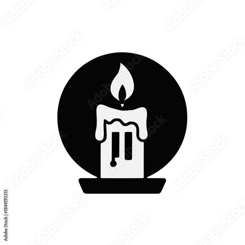 Icon "Burnout Prevention" - A candle almost burnt out, with wax drops forming a "pause" or "stop" symbol.