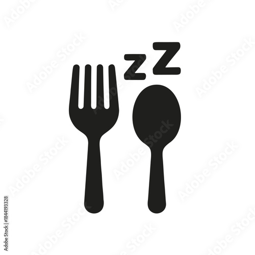 Icon "Food Coma": A fork and spoon forming a "Zzz" sign.