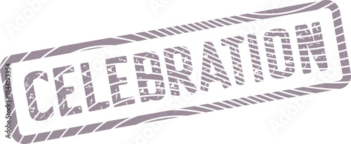 Celebration English word presented on a vintage style distressed rubber stamp mark for events