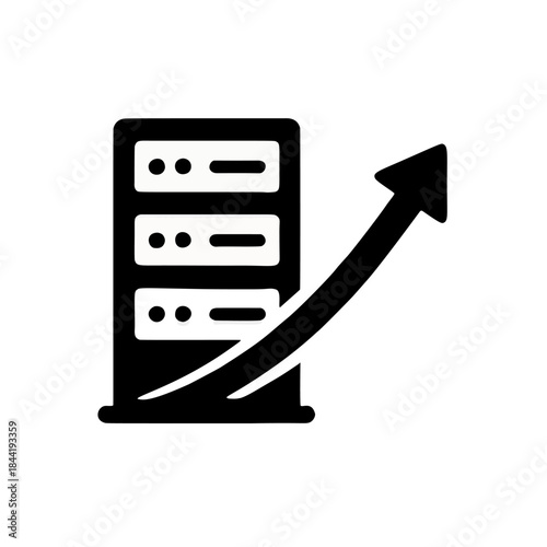 Icon "Server Load": A server tower with an upward-pointing arrow.